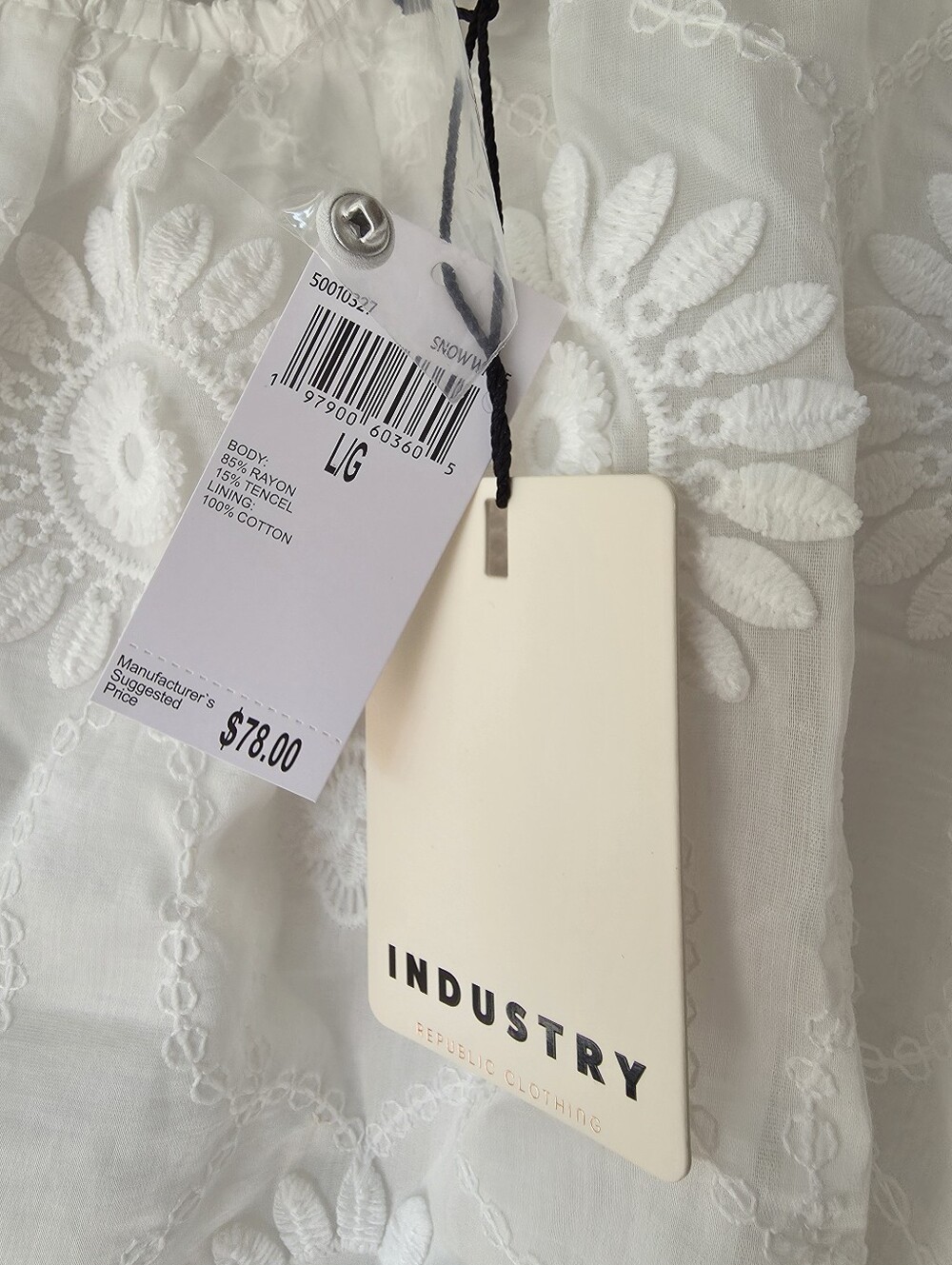 White Embroidered Puff-Sleeve Top - Picture 3 of 5